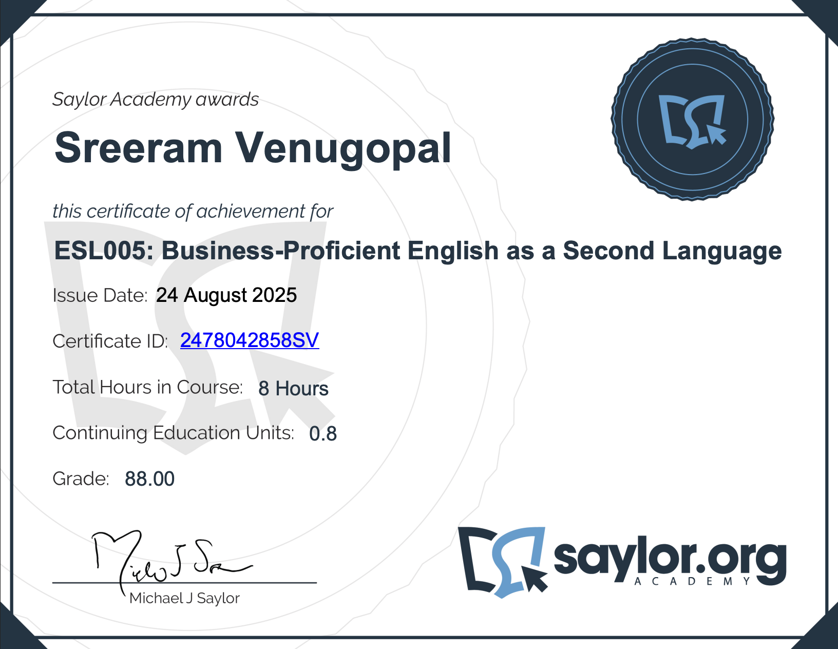 ESL005: Business-Proficient English as a Second Language — Saylor Academy